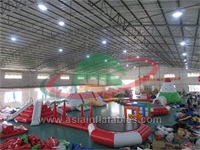 Factory Price Inflatable Aqua Water Park , Custom Design Floating Water Sport Equipment Park