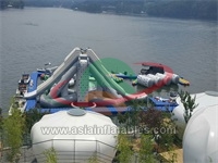 Grey With White Color Inflatable Floating Slide , Giant Water Park
