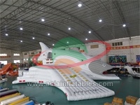 Sea Use Inflatable Shark Island , Inflatable Splash Shark Slide