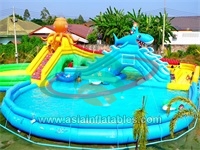 Outdoor Inflatable Watersports Water Park With Pool and Slide For Kids And Adults