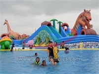 Inflatable Animal Theme Water Movable Park with 3 Pools and Slides