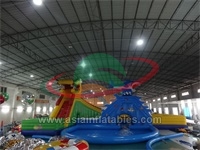 China Dragon Character Inflatable Water Park With Shark Water Slide