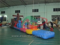 CE PVC Inflatable Floating Cross Shape Water Park , Inflatable Water Obstacle Course